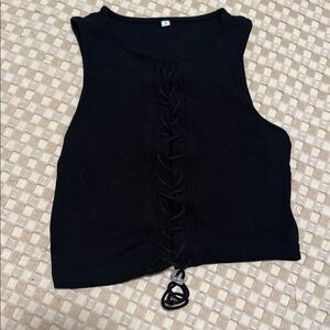 Black Lace-Up Sleeveless Top
